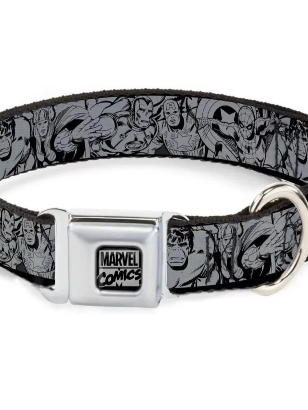 Buckle-Down Marvel Comics Black & Gray Superhero Dog Collar